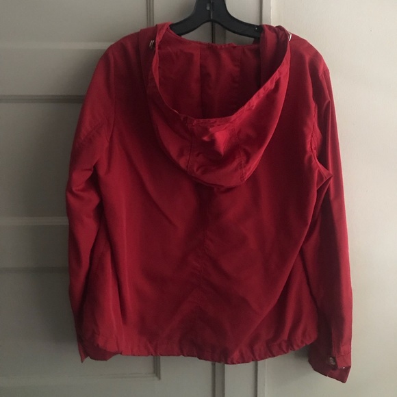 Michael Kors Red Hooded Rain Coat w/ Gold Detail! - Picture 2 of 8